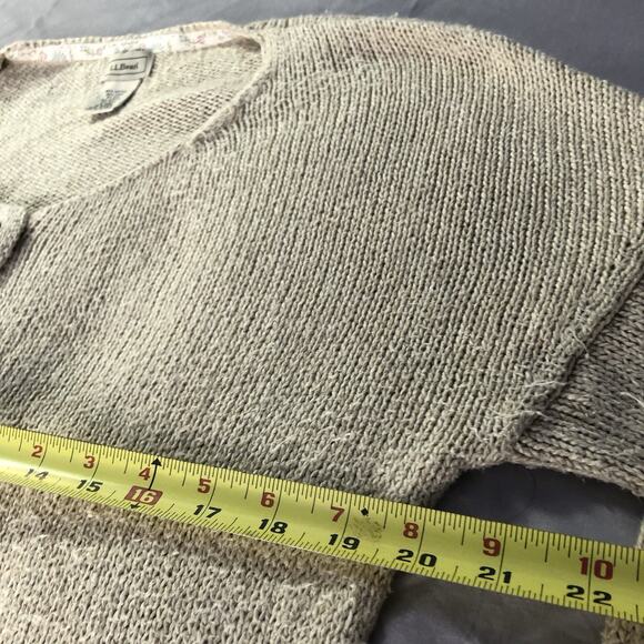 Vintage Women's LL Bean Linen Knit Cardigan Shell Buttons Women’s Size Large - Picture 6 of 9